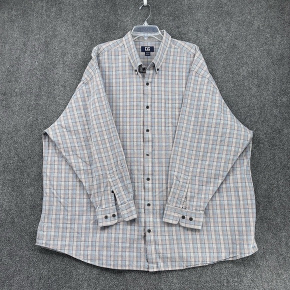 Cutter & Buck Other - Cutter & Buck Blue Gray Plaid Long Sleeve Button Up Shirt Men’s Big 4XB Career